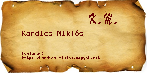 Kardics Miklós névjegykártya