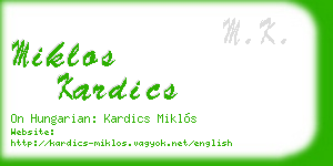 miklos kardics business card